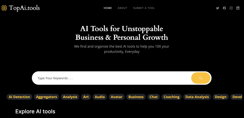 TopAi.tools - Streamlines Your AI Tools Discovery Everyday Is On AppRater