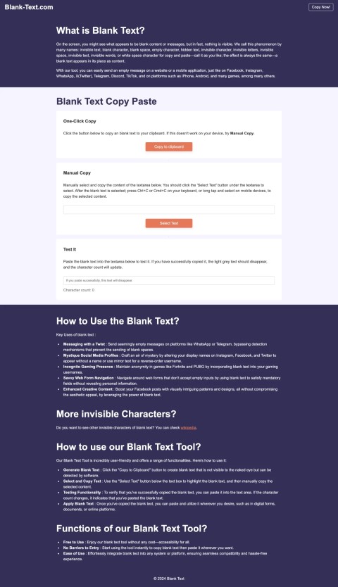 Blank Text - Copy and Paste in One Click - Invisible Text - Invisible ...